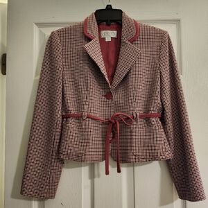 Vintage Casual Corner Annex Pink And Black Houndstooth Blazer Size 4